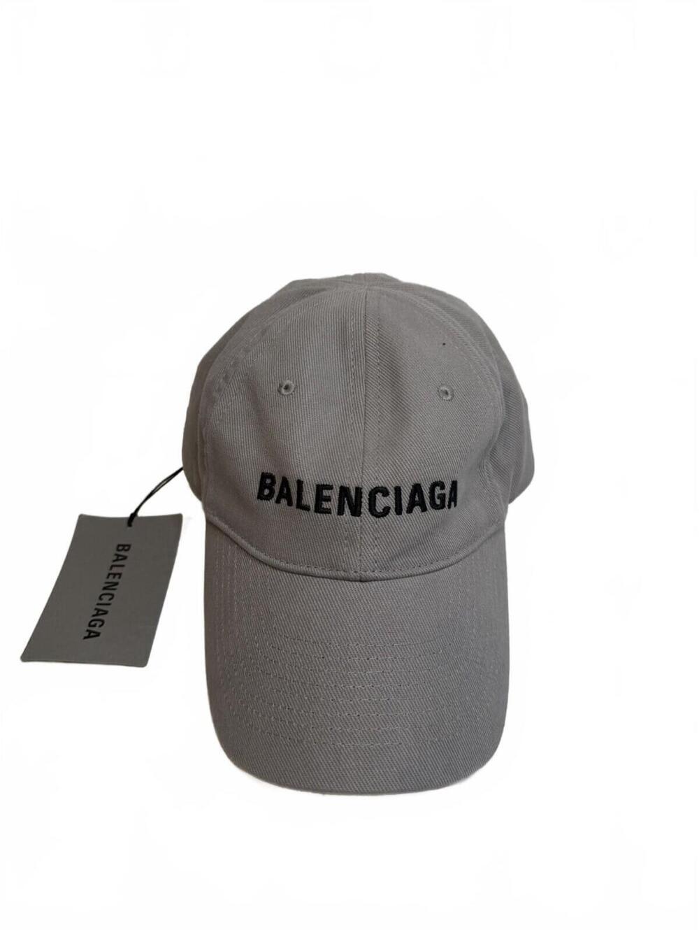 Balenciaga Logo Baseball Cap Grey Black Embroidered Hat
